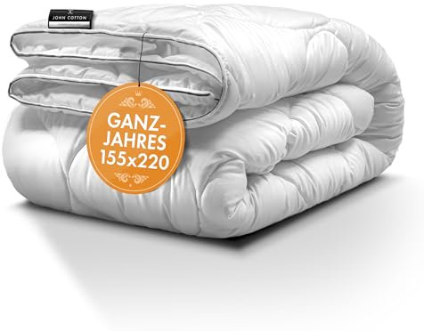 John Cotton Bettdecke 155x220 - Elegant & Atmungsaktive Steppdecke für Allergiker | Oeko-Test Zertifiziert Bettdecken | Ideal Schlafdecke für Frühling & Herbst | Weiche Microfaser Decke