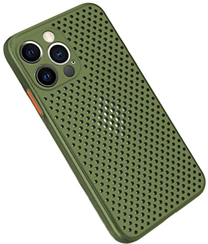 Rdyi6ba8 for iPhone 13 Pro Max Case, Heat Dissipation Breathable Cooling Hollow Cellular Hole Case Ultra-thin TPU Anti-Scratch Anti-Fingerprint Phone Case for iPhone 13 Pro Max, Grass green