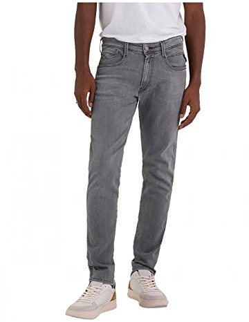 Replay Men's Anbass Slim Fit Jeans with Power Stretch, Gray (Medium Gray 096), W33 x L32