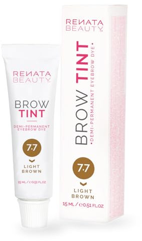 Renata Beauty Augenbrauenfarbe - Premium Augenbrauen-Färbemittel - 15 ml anpassbaresund langanhaltende Augenbrauen-Farbe für 4 Wochen - sicher und sanft - in 4 Farben erhältlich [Hellbraun]