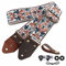 Nefelibata Gitarrengurt, 2 Jacquard-Stickerei-Baumwoll-Gitarrengurt mit Crazy-Horse-Lederenden für Bass, Elektrik und Akustik, Geschenke für Kinder, Gitarristen