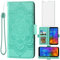 Asuwish Kompatibel mit LG Q7 Q7+ Plus 7Q Alpha Wallet Case und Panzerglas Schutzfolie Leder Flip Kreditkartenhalter Ständer Handyhülle für LGQ7+ Q7plus Q7a Damen Herren Grün