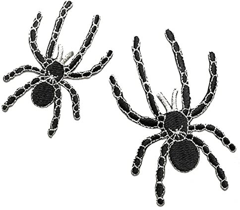 2 Stück Spinne Applikation Stickerei Aufnäher Set, Flicken zum Aufbügeln, Gestickte Flicken Aufnäher, Coole Patches für Männer, Frauen, Jungen, Mädchen, Kinder