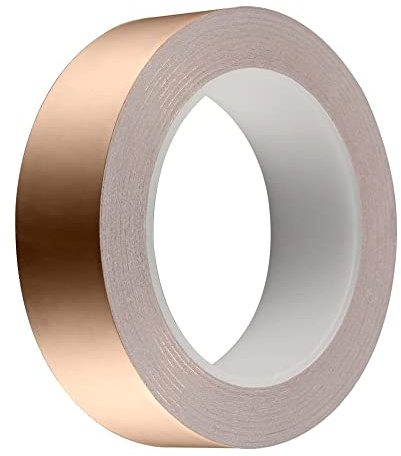 SAMTEK Copper Tape,5mm X 25m Slug Repellent Copper Tape with Conductive Adhesive More Wide Adhesive Copper Slung Snail Barrier Tape for Soldering Electric Repair EMI Shielding