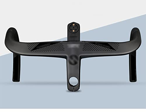 Rwlre Integrierter Lenker, Neuer Carbon-Straßen-integrierter Lenker 28,6 mm Carbon-Lenker mit Fahrradcomputerhalter Lenker Fahrradteile (Color : Black, Size : 420X100mm)