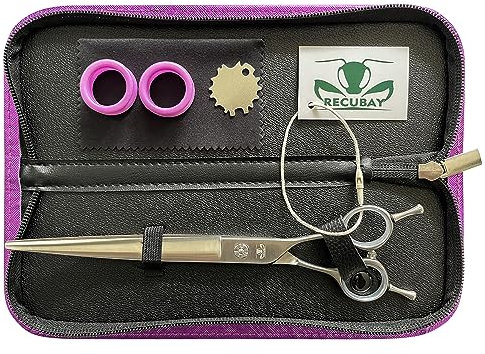 Recubay Fellschere für Hunde, 20,3 cm, gebogene Schere für Tierhaarschneide, matte Deluxe-Hundeschere