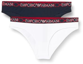 Emporio Armani Damen Emporio Armani Women's 2-pack Tartan Christmas Cotton Briefs, Marine/White, L EU