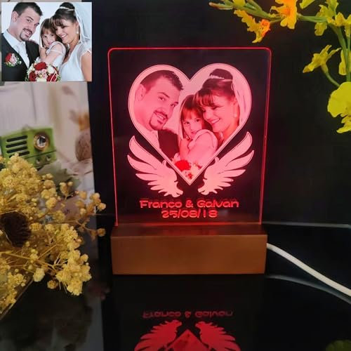 Personalisierte Leuchte mit Foto Namensgravur Nachtlicht Lampe - Das perfekte Geschenk für besondere Momente Weihnachten, Valentinstag, Jubiläumsgeschenke (Fotolicht4)