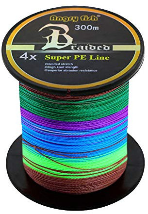 L SERVER Geflochtene Angelschnur 300m 4 Fach Anti-Biss Schnur PE Köder Angelschnur Glatte Sensible Meeresangelschnur 5.44-36.36kg, Farbig, 7.0 (0.45mm/31.75kg)