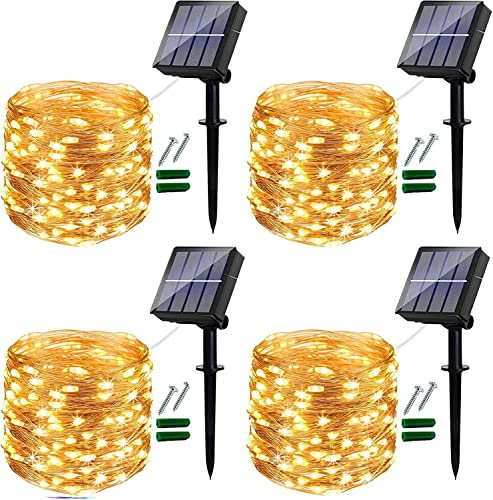 Ligarko Solar Fairy Lights,4Pack 12M 120LED Garden Lights Solar Powered | 8 Modes Decorative Solar String Lights Waterproof for Outdoor, Trees, Garden, Patio, Party (Warm White)