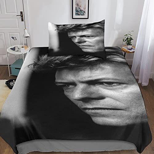Sängerin Bettbezug Bettwäsche Set - 3D Rock 'n' Roll Druck Bettwäsche-Set Für Junger, Mikrofaser Bettbezug Mit Reißverschluss Und Kissenbezüge (David Bowie,einzeln(135x200cm))
