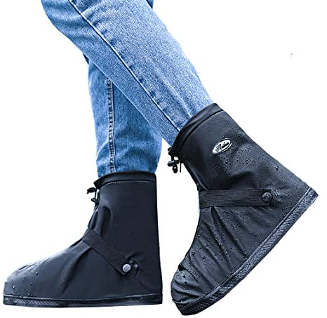 SooGree Unisex-Erwachsene Regen-Überschuhe wasserdichte Regenstiefel Schuhüberzug, Schwarz, X-Large