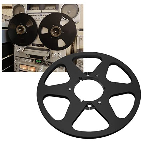 10 Zoll Open Reel Audio Aluminium Takeup Reel, Empty Take Up Reel to Reel Small Hub, Tape Reel to Reel Recorder für 1/4 Zoll Tapes, Magnetics Analog Recording Tape (Schwarz)