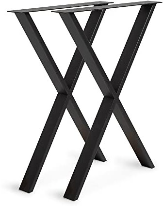 Rikmani Gestell Metallfüße 2 Stück SR46 Schwarz Tischbeine Metall für Esstisch, Schreibtisch, Couchtisch, Bank einfache Montage Stahl Tischgestell mit Schrauben & Bodenschoner