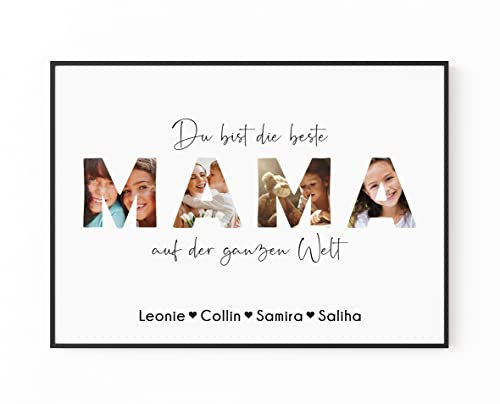 Yuweli Foto Poster Mama Geschenk personalisiert in A4 A3 A2 optional mit Rahmen Geschenke Geschenkideen für Mama beste Mama Muttertagsgeschenk