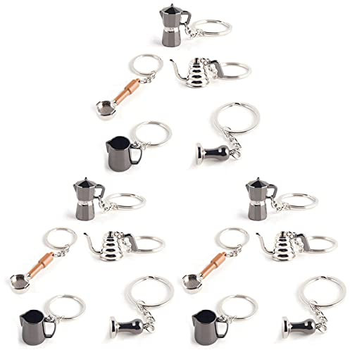 shanpu 15PCS Barista Coffee Tamper Keychain Espresso Portafilter Moka Pitcher Keyring Portable Coffee Accessories Gift