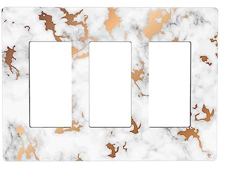 Lexury Plaque murale décorative pour interrupteur à 3 interrupteurs à bascule Blanc/rouge/doré