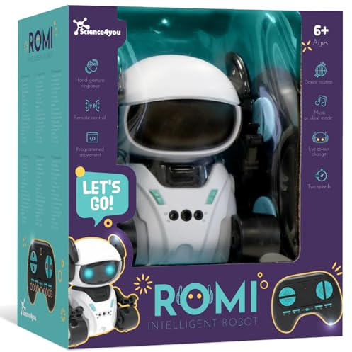 Science4you ROMI Intelligenter Roboter: Fernbedienbarer Roboter für Kinder mit LED-Augen, Musik und Vier Modi, Interaktives Spielzeug, Originelles Geschenk für Jungen und Mädchen ab 6 7 8 9 10+ Jahren