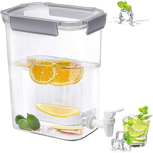 Fridge Water Dispenser, 4.5L Drink Container with Tap, Plastic Refrigerator Cold Ice Kettle Water Juice Lemonade Fruit Tea Bottle Cool Drinks Bucket Container for Home Camping Making Teas Juices lime
