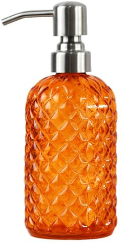 Funly mee Seifenspender für Bad und Küche, Glas, mit 304 rostfreier Edelstahl-Pumpe (orange)