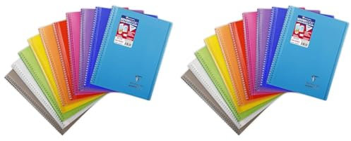 Clairefontaine 386401C Un Cahier à Spirale Koverbook - 24x32 cm - 160 Pages Grands Carreaux - Papier Blanc 90 g - Couverture Polypro Couleur Aléatoire (Lot de 2)