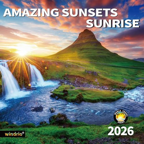 Wandkalender 2025, Kalender 2026, Juli 2025 – Dezember 2026, Wandkalender Sonnenuntergang, 30,5 x 61 cm geöffnet, ganze Seite, Monatsdicke und stabile Papiere als Geschenk, perfekte Organisation und