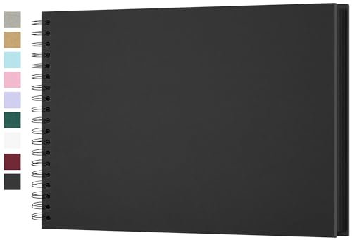 Yopih Álbum de Fotos Scrapbooking DIY 28x20,5 cm Papel Kraft Rígido con 20 Hojas, Libro de Recuerdos Fotográficos, Negro