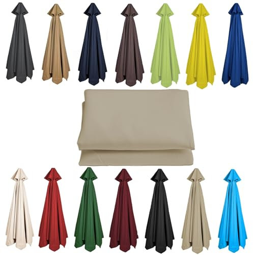 200CM 2.7M 300CM Umbrella Replacement Parasol Canopy, UV50+, Waterproof, 6/8 Ribs Sun Umbrella Replacement Cloth Garden Canopy Cover Replacement Cover(Color:Top color,Size:8 ribs-3m(9.8ft))