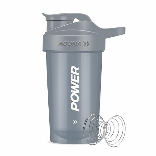 ACUNA Power Shaker Bottle - 400 ml | Protein Shaker With Mixing Ball For Smoothie Shake, Leakproof Screw-On Lid Ideal Workout & Gym Partner Protein Shaker Bottle For Protein Shakes (Metallic Blue)