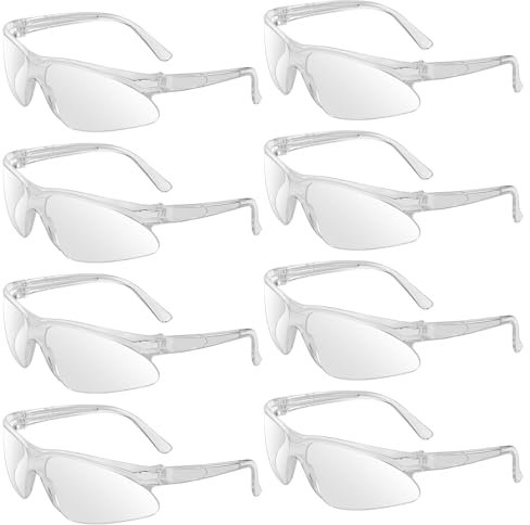 Kigniote Schutzbrille Arbeitsschutzbrille,8 Stück Schutzbrillen Transparent Schutzbrille Labor Sicherheitsbrille Schutzbrille für Arbeit Staubdicht Schießsport für Kinder Herren Damen