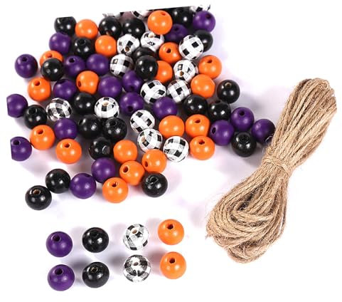 SEWOART 1set Halloween Wooden Beads Craft Beads for Home Decor Festivals and Creative Projects