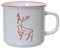 Tasse Hirsch Motiv 8cm 285ml Steingut Teetasse mit Henkel - Steinzeug Keramiktasse als Weihnachtstasse Teebecher Kaffeetasse - Vintage Tassen & Keramik Becher - Weiß