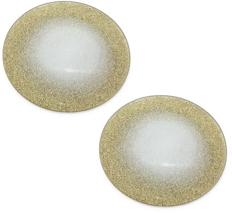 Carousel Home Pack of 2 Champagne Gold Swirl Mirrored Glass Glitter Coaster | Round Mirror Glass Display Candle Plate | Mirrored Candle Tray - 10cm