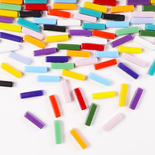 1 LB 5x20mm Strisce di Vetro Piastrelle di Mosaico per la Decorazione Domestica, Mini Vetro Riciclato Bastone Tile per Fai Da Te Artigianato Arte e Bambini Hobby Fai Da Te (RS900)