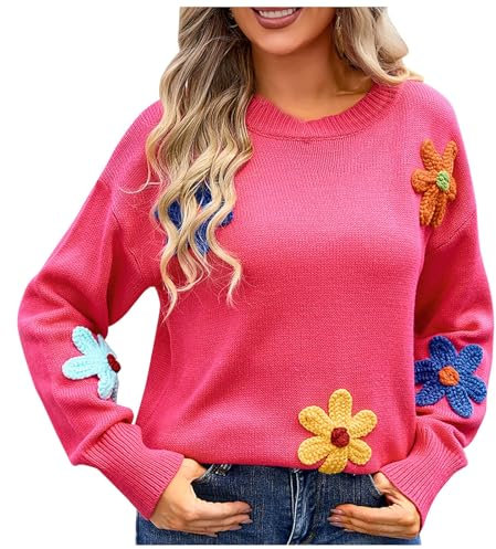 Generisch Weihnachtspullover Damen Mit Led XXL Pullover Damen Rot Strickpullover Damen Lang Schwarz Sweatshirt Damen Warm Ohne Kapuze Langarmshirt Damen Set Eng Rollkragenpullover Damen Beige Braun