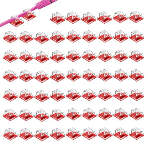 60PCS Cable Hooks Transparent Wire Hooks for Cables Plastic Stick on Cable Clips Light Clips Mini Hooks Cable Wire Management Holder for Car Office Home Fairy Light Decoration