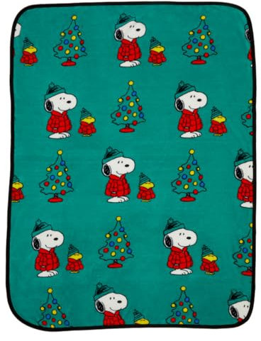 Franco Collectibles Peanuts - Abrigo Acolchado de Snoopy y Woodstock para Vacaciones, Navidad, súper Suave y acogedora, 40 x 50 Pulgadas (Producto Oficial Peanuts)