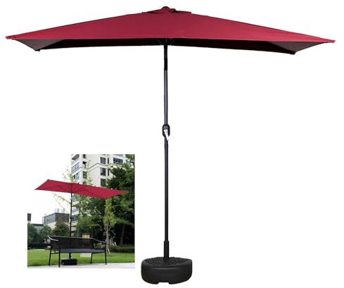 Halbrechteckiger Marktschirm für den Außenbereich, mit Kurbel und Sockel, ideal für Café, Deck, Wand, Balkon, Fenster oder Terrasse