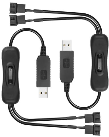 GINTOOYUN 2 PCS USB to 3/4 Pin Boost 1 to 2 Switch Fan Cable 5V to 12V USB-A Male to Dual 3/4 Pin Male Chassis Fan Cable for Chassis Fans,CPU Fans etc(16.38 Inch) (5V to 12V 4Pin)