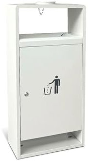 FCVCSZDAS Poubelle d'extérieur 40 L, Poubelle carrée en métal à Ouverture latérale avec Deux Ouvertures latérales, Poubelle Commerciale Domestique Moderne, Poubelle Blanche