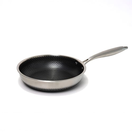 Maralbi Sartén 24 cm Acero Inoxidable 18/10 Triply – Interior Panal Antiadherente Sin PFOA – Inducción, Gas, Vitrocerámica y Horno – Mango Ergonómico Remachado