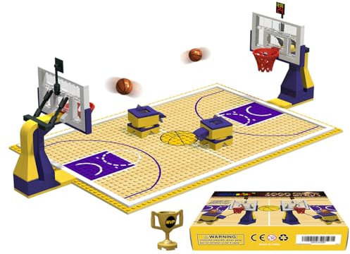 Nicolababe Mattoncini - Campo da Basket Classic Base e Set di 2 Supporto del Canestro da Basket Blocchi da costruzione per partita di basket - Compatibile con Tutte le Principali Marche (Giallo)