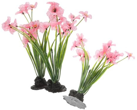 BESPORTBLE 3pcs Aquarium Aquatic Plants Decoration Plastic Aquarium Plants Pink Plastic