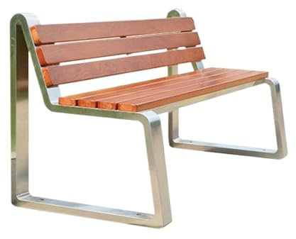 NexaGeniX gartenbank Edelstahl-Außenbank, Rücksitzbank for die Freizeit im Garten, Doppel-Langstuhl aus Holz Bank Outdoor
