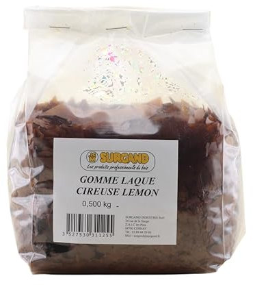 GOMME LAQUE EN PAILLETTES LEMON / Gomme laque en paillettes cireuse de grande qualité, d'aspect merisier blond, pour fabriquer soi-même les vernis tampon traditionnels et matines. (500 GR)