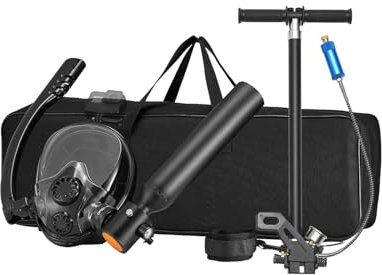 VEVOR Scuba Tank Cylindre d'oxygène 5 Minutes de Respiration, Profondeur de plongée de 10 m, réservoir d'air Rechargeable avec Pompe pour Exploration sous-Marine Adulte Unisexe, Noir, 0.5L
