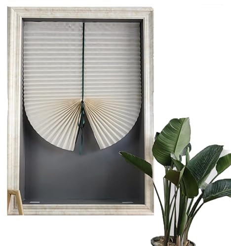 Plissee ohne Bohren, Plissee-Rollos mit 2 Clips,Jalousie Selbstklebend, Zuschneidbar Fenster Verdunkelung 120x180cm (BxH), Blickdicht Faltjalousie für Fenster und Tür Sichtschutz und Sonnenschutz (1)