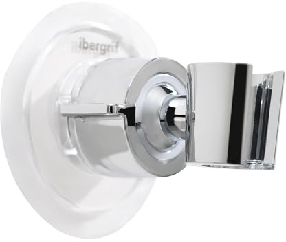 Ibergrif M20407 Soporte de Ducha Adhesivo, Sin Necesidad de Taladrar, Fuerza Súper Adhesiva, Soporte de Ducha de Angulo Ajustable, Plata