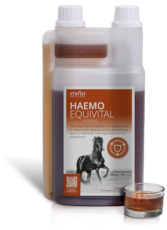 STRÖH Haemo Equivital flüssig - 1L - Vitalstoffkonzentrat für Pferde | Hochdosiert - Eisen, B-Vitaminen & Spurenelementen - Vitalität & Regeneration - Spezialfutter Pferd - Vitamin Booster