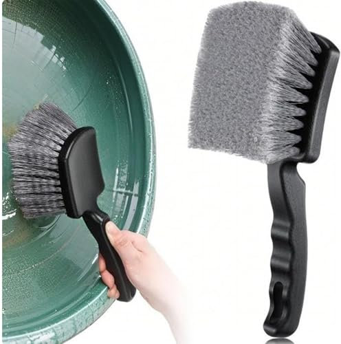 Felgen Und Reifen Bürste,Felgenbürste Reifenreiniger | Schrubber mit Kurzem Griff und Langen Borsten für Teppiche, Fußmatten und Felgenreinigung